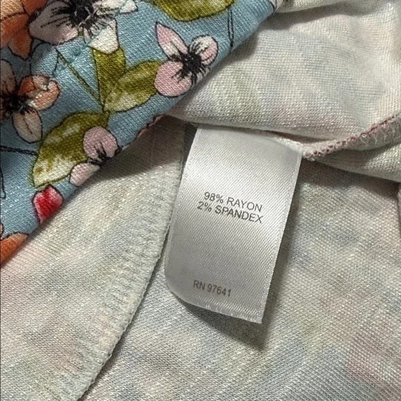 J Jill women’s size XL Blue Floral Jersey Short Sleeve Layered Dress pockets - Picture 6 of 11